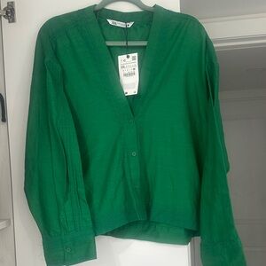 Zara Emerald Button-Down Shirt